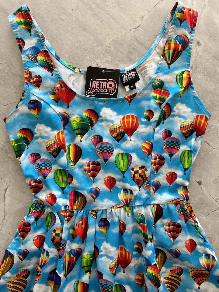 Hot Air Balloons Fit & Flare Dress Dresses by Retrolicious