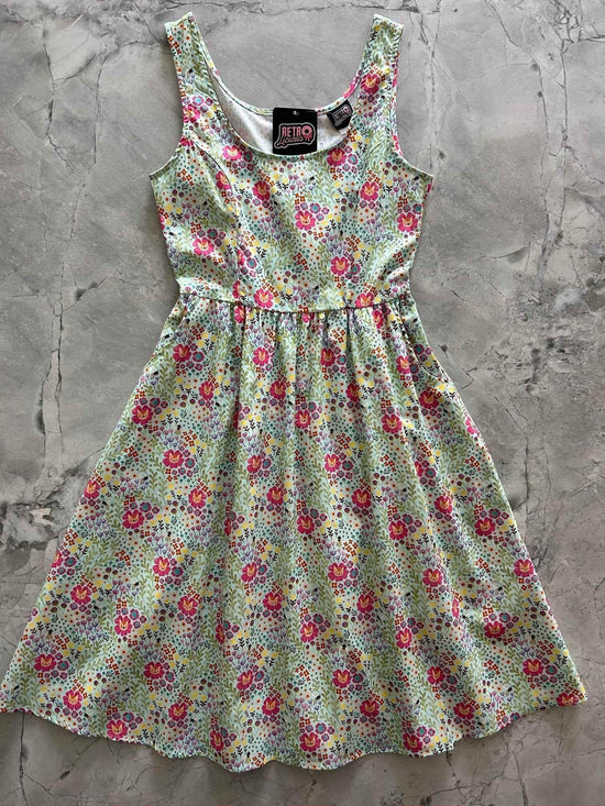 Floral Cats Fit & Flare Dress Dresses by Retrolicious