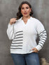 Plus Size Striped V-Neck Sweater women Attire by Trendsi