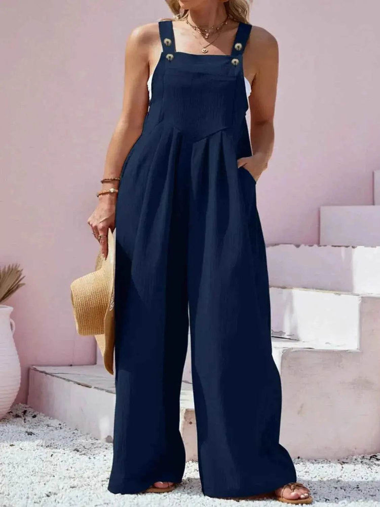 Plus Size Square Neck Wide Leg Overalls women Attire by Trendsi