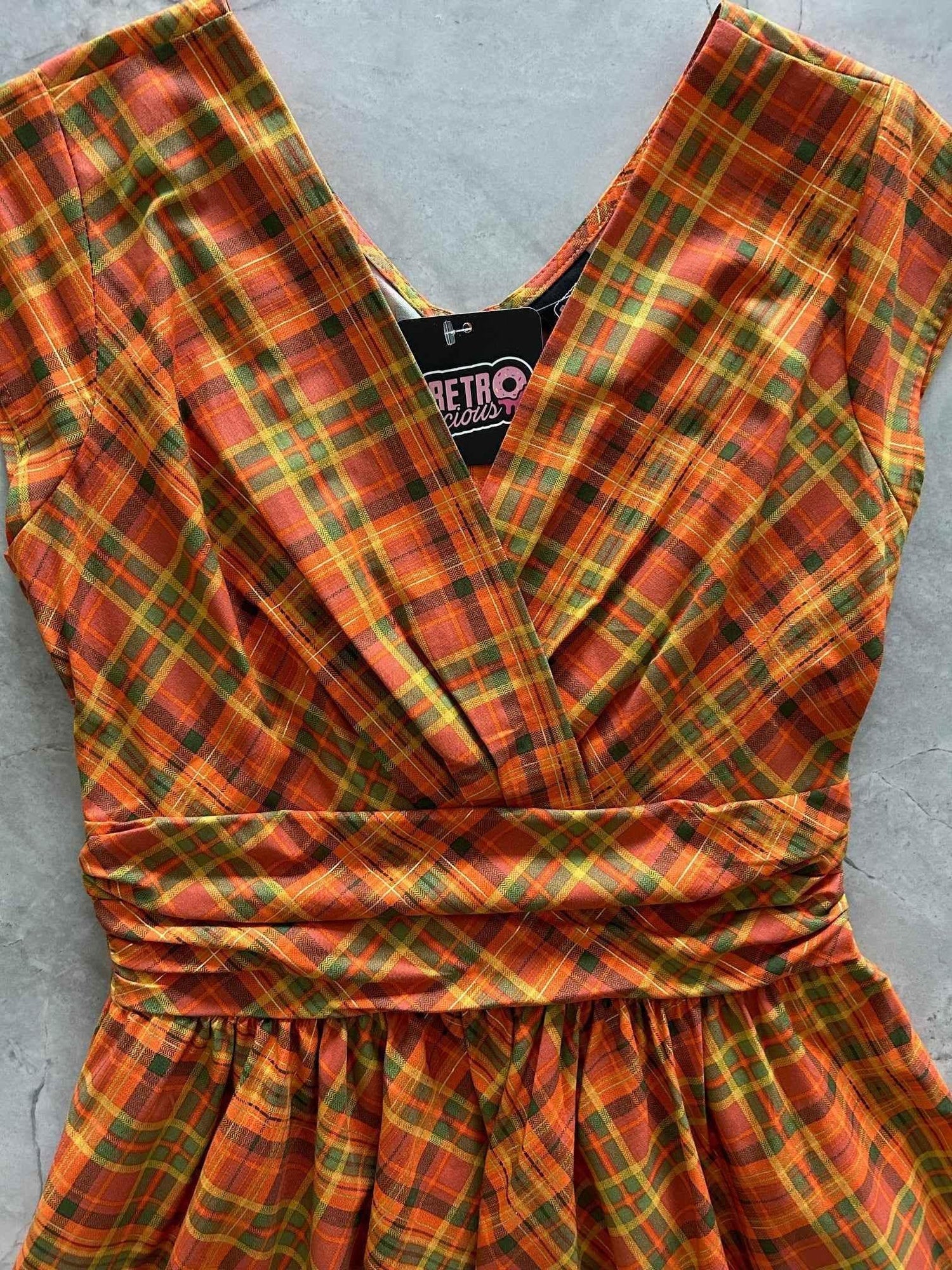 Orange Plaid Greta Dress Dresses by Retrolicious