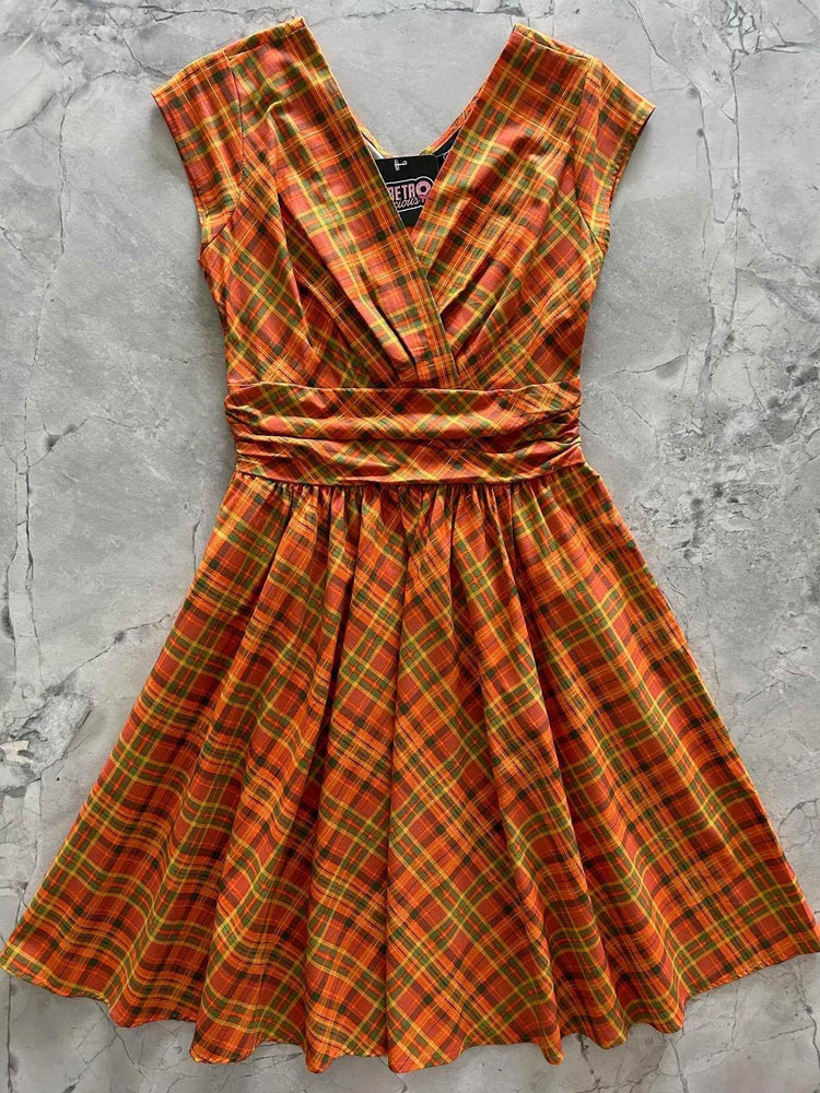 Orange Plaid Greta Dress Dresses by Retrolicious