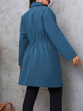 Honey Plus Size Lapel Collar Drawstring Roll-Tab Sleeve Trench Coat women Attire by Trendsi