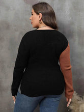 Plus Size Two-Tone Surplice Neck Sweater women Attire by Trendsi