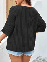 Plus Size V-Neck Ribbed Knit T-Shirt women Attire by Trendsi
