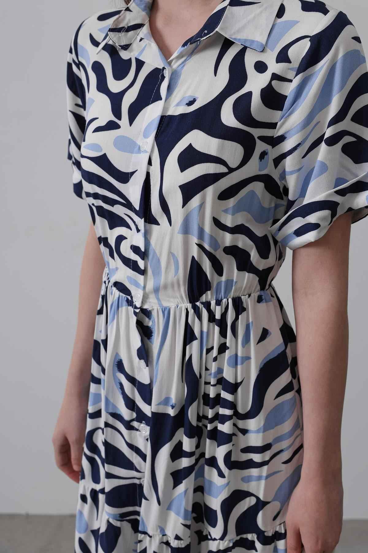 Rey Printed Dress — Multicolor Abstract Women&