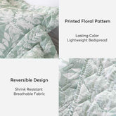 Kasentex Lightweight Botanical Green Floral Quilt Set - Light All Season Bedding, Room Decor, Graduation Gifts by Kasentex
