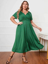 Honey Plus Size Short Sleeve Surplice Neck Midi Dress women Attire by Trendsi