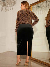 Honey Plus Size Surplice Neck Long Sleeve Slit Dress women Attire by Trendsi