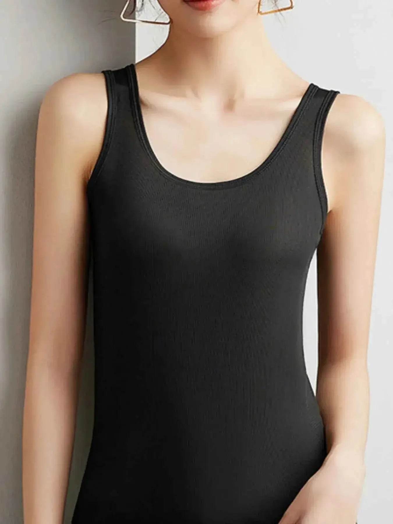 Plus Size Ribbed Scoop Neck Tank Top women Attire by Trendsi