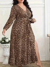 Plus Size Leopard Print Surplice Maxi Dress women Attire by Trendsi