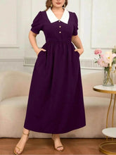 Plus Size Contrast Collar Short Sleeve Dress women Attire by Trendsi