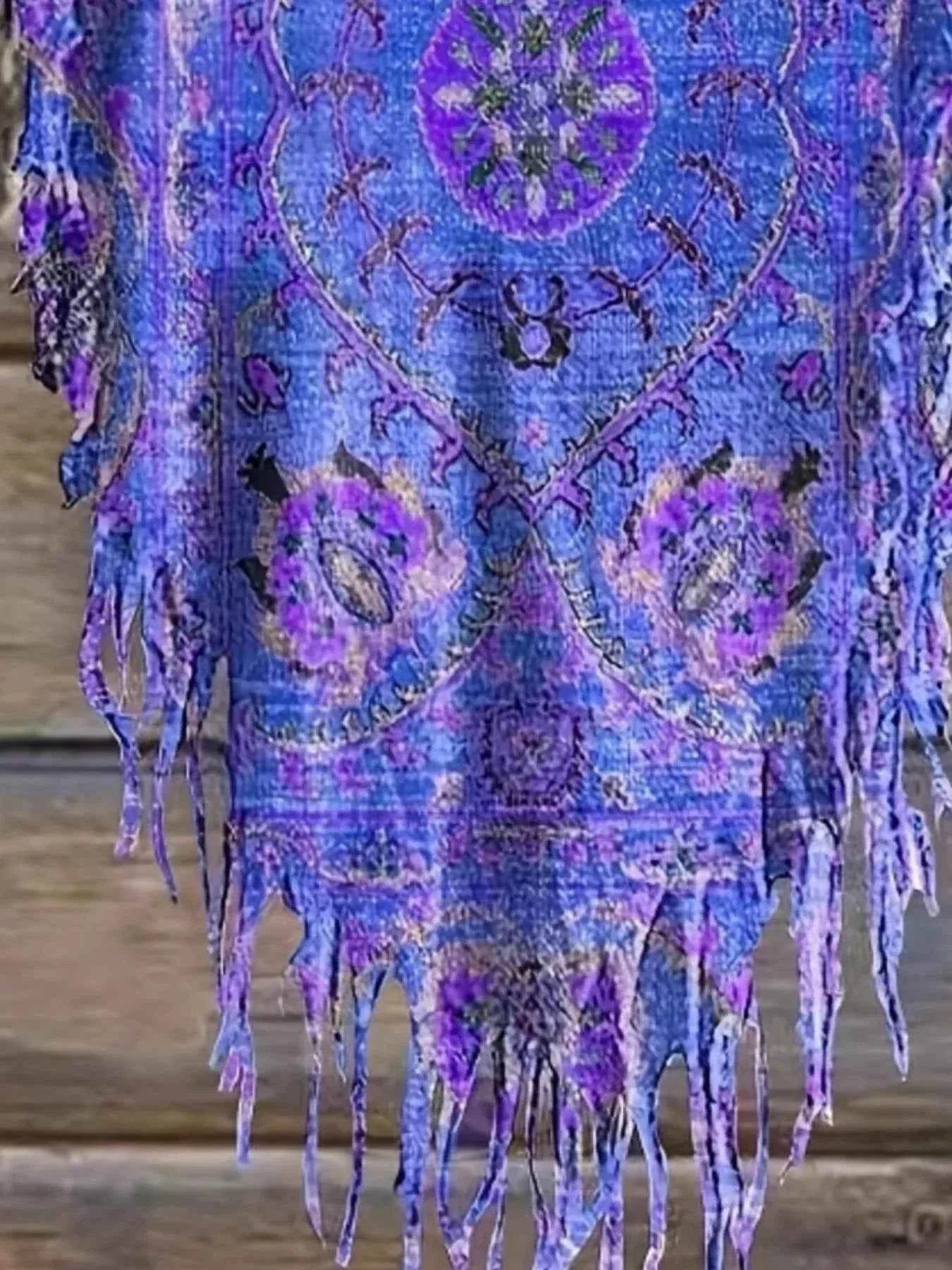 Plus Size Fringe Round Neck Cover Up women Attire by Trendsi