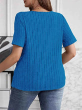Plus Size V-Neck Short Sleeve Ribbed T-Shirt women Attire by Trendsi