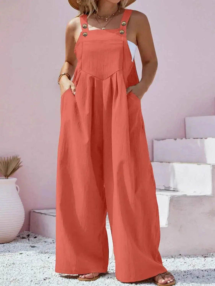 Plus Size Square Neck Wide Leg Overalls women Attire by Trendsi