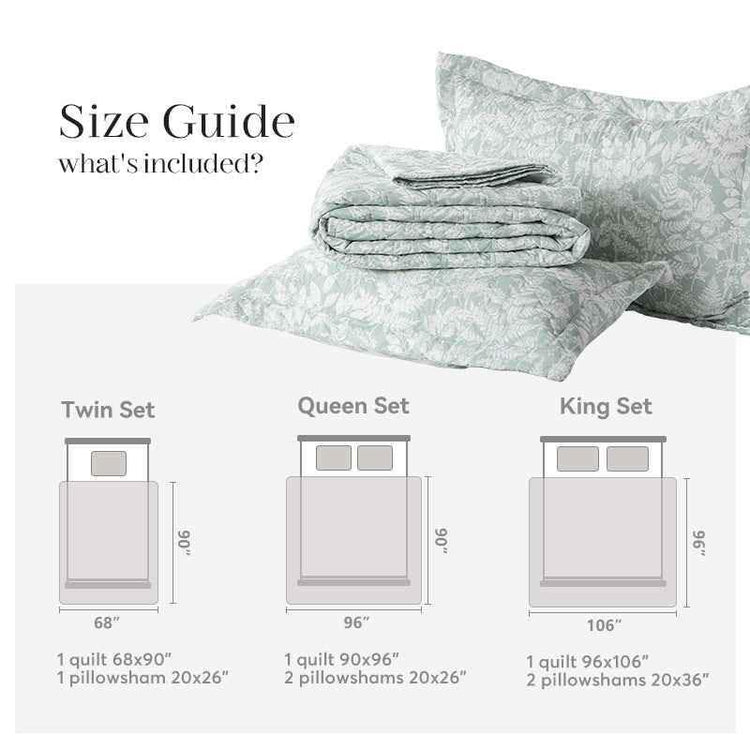 Kasentex Lightweight Botanical Green Floral Quilt Set - Light All Season Bedding, Room Decor, Graduation Gifts by Kasentex