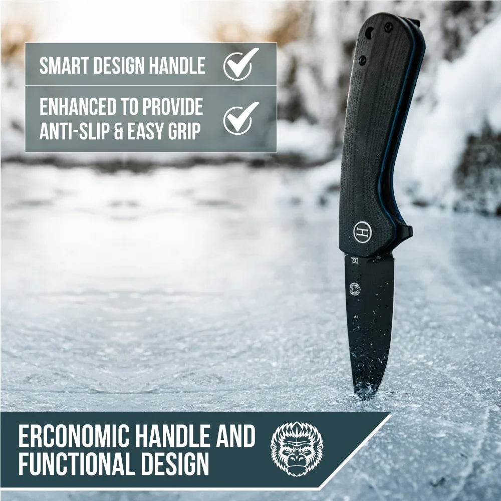 The Peasant Folding Pocket Knife Giftset for Men and Women (Black and Blue) Folding Pocket Knife by Holtzman&