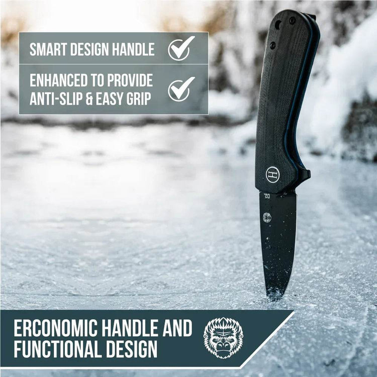 The Peasant Folding Pocket Knife Giftset for Men and Women (Black and Blue) Folding Pocket Knife by Holtzman&