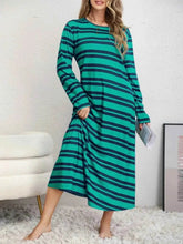 Plus Size Striped Round Neck Long Sleeve Tee Dress women Attire by Trendsi