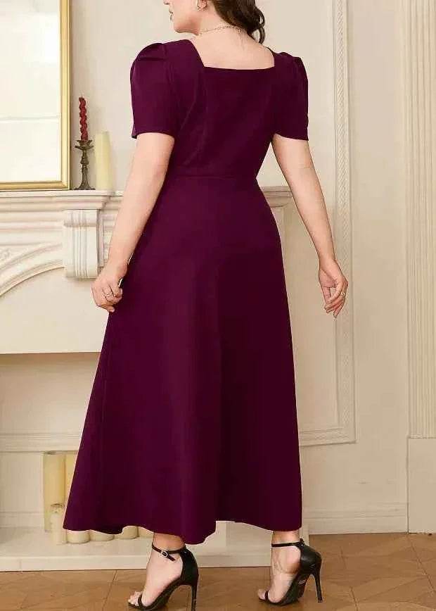 Plus Size Square Neck Puff Sleeve Midi Dress women Attire by Trendsi