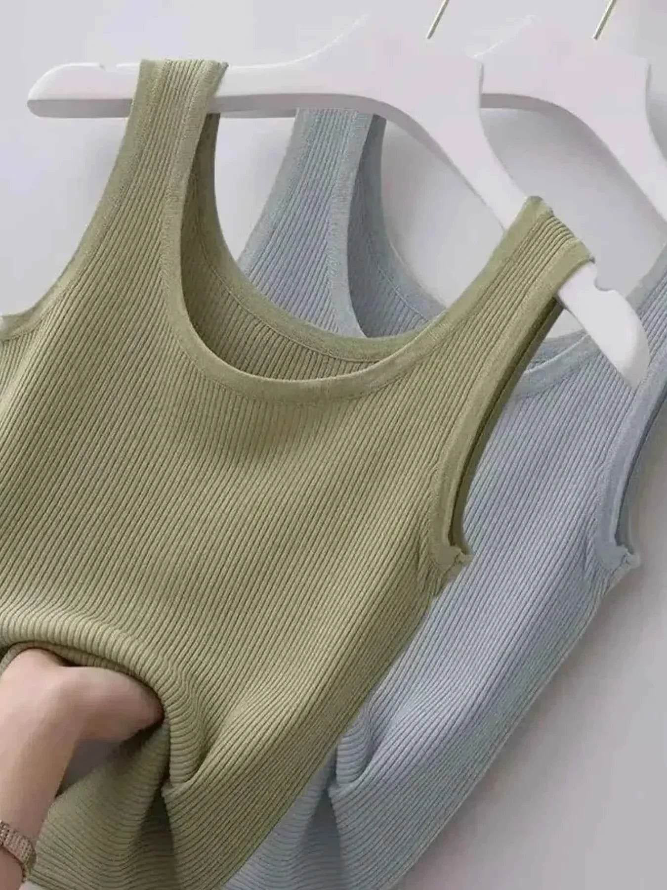 Plus Size Ribbed Knit Scoop Neck Tank Top women Attire by Trendsi