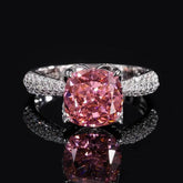 Vintage Pink Moissanite Diamond Ring 100% Real 925 Sterling Silver Party Wedding Band Rings for Women Bridal Engagement Jewelry Rings by Dropshee