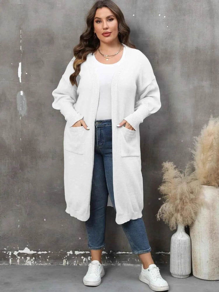 Plus Size Long Sleeve Pocketed Cardigan women Attire by Trendsi
