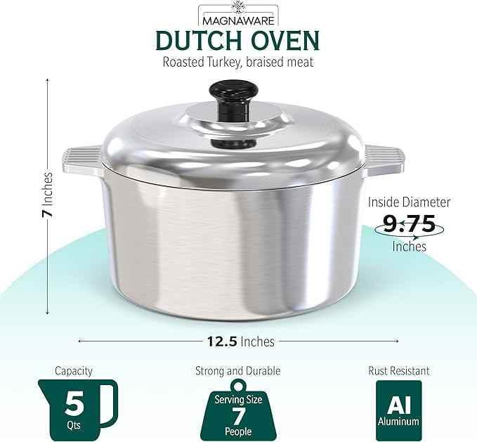 5 Quarts Round Dutch Oven with Lid Home & Garden by MAGNAWARE
