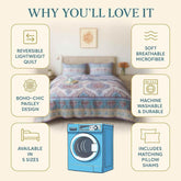 DaDa Bedding Bohemian Summertime White Blue Floral Paisley Bedspread Set (KSX-003) Bedspreads by DaDalogy Bedding Collection