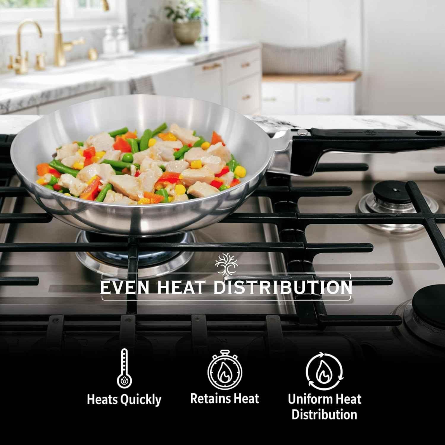 11-Inch Chef Skillet – Quick & Even Heat Distribution – Lightweight Cast Aluminum Frying Pan by MAGNAWARE