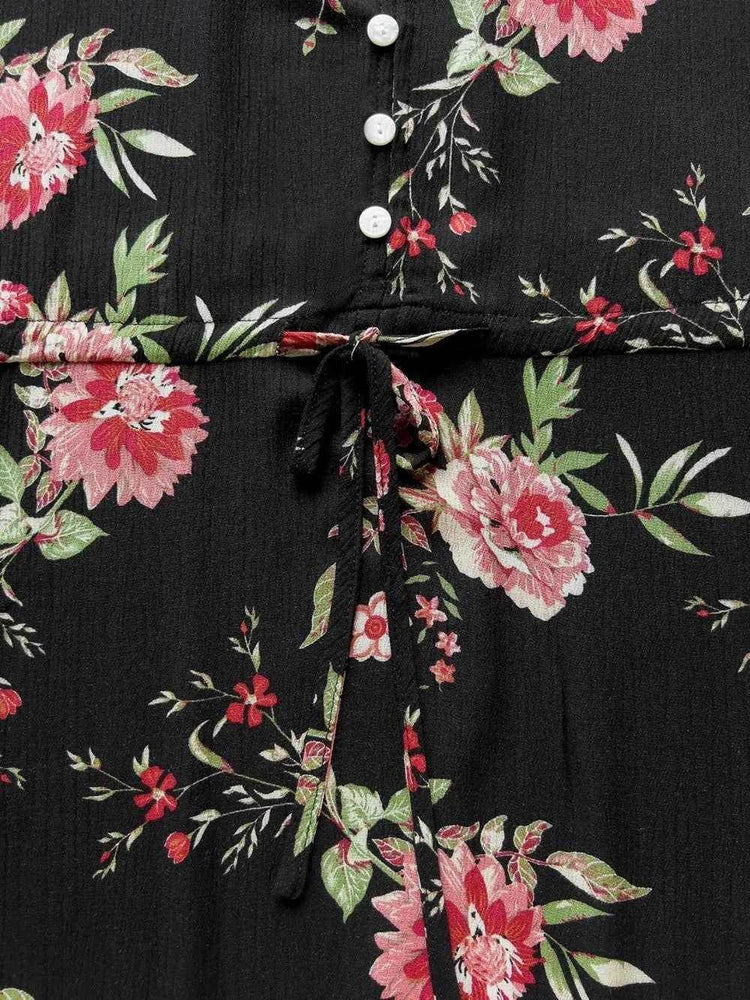 Plus Size Floral Flare Sleeve Dress women Attire by Trendsi