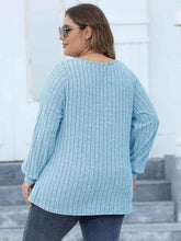 Plus Size Ribbed V-Neck Long Sleeve Top women Attire by Trendsi