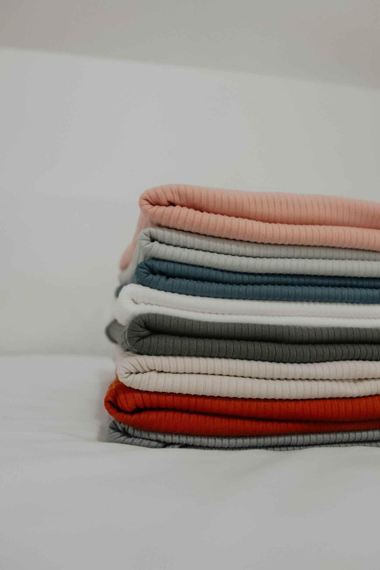 Dove Ribbed Stretch Swaddle by Little Mae & Co