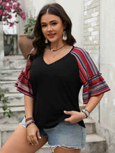 Plus Size V-Neck Flounce Sleeve Top women Attire by Trendsi