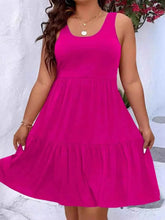 Plus Size Tiered Scoop Neck Tank Dress women Attire by Trendsi