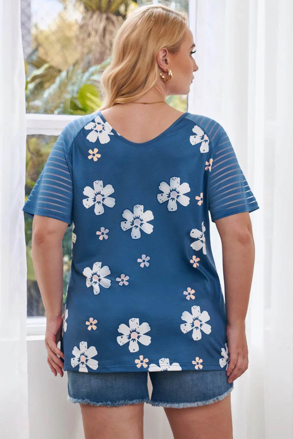 Plus Size V-Neck Raglan Sleeve Tee women Attire by Trendsi