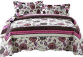 DaDa Bedding Bohemian Purple Blooms Floral Garden Pink Brown Bedspread Set (KBJ1629) Quilts by DaDalogy Bedding Collection