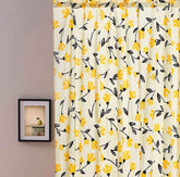 DaDa Bedding Set of 2 Botanical Floral Window Curtain Panels - Natural Semi Sheer Yellow Fleur Golden Orange Spring Time Tulips Straight Tailored Edge Curtains by DaDalogy Bedding Collection