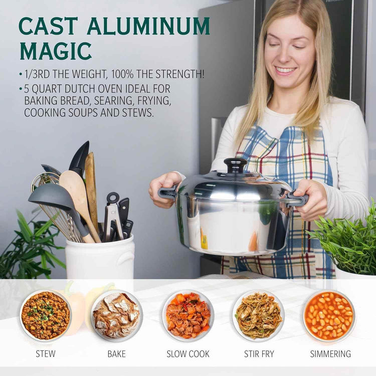 3 Quarts Round Dutch Oven with Lid Home & Garden by MAGNAWARE