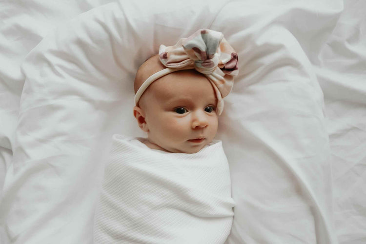 Dove Ribbed Stretch Swaddle by Little Mae & Co