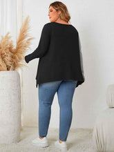 Honey Plus Size Contrast Notched Neck T-Shirt women Attire by Trendsi