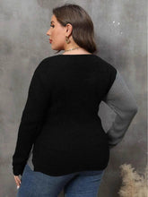 Plus Size Two-Tone Surplice Neck Sweater women Attire by Trendsi