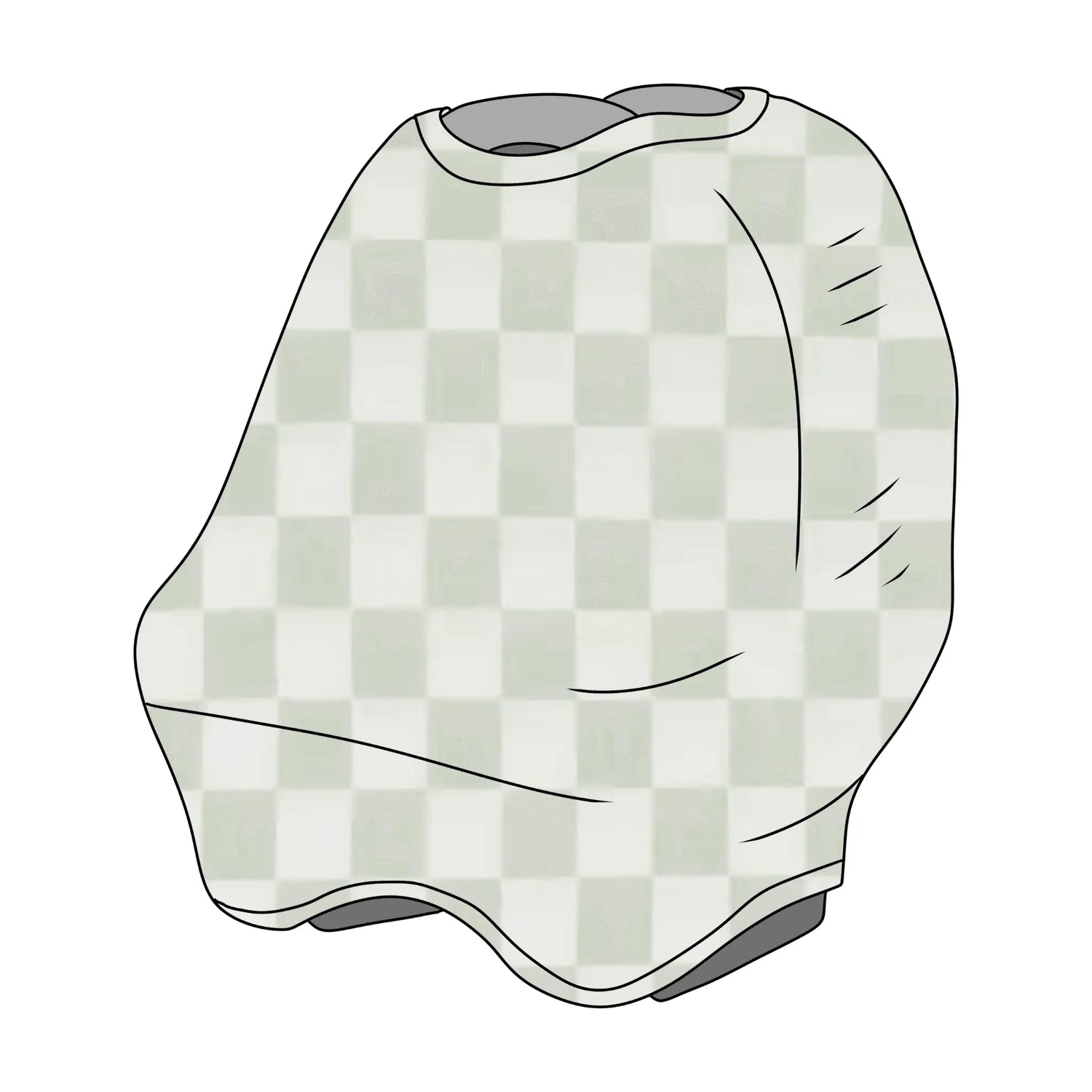 Leaf Green & White Checkered Carseat Cover by Little Mae & Co