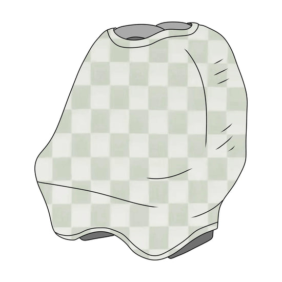Leaf Green & White Checkered Carseat Cover by Little Mae & Co