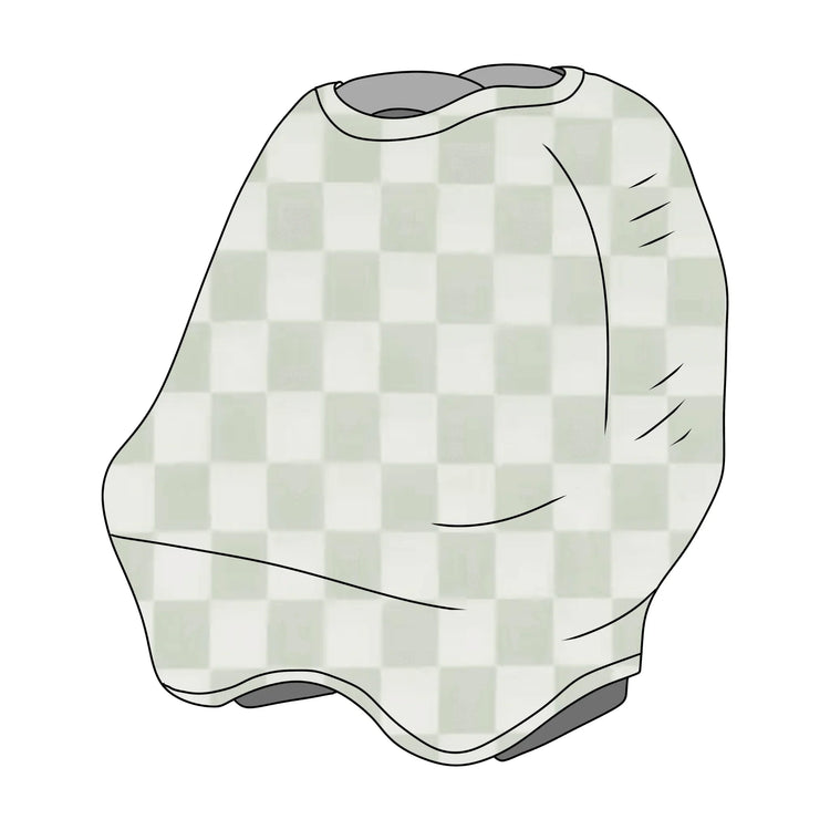 Leaf Green & White Checkered Carseat Cover by Little Mae & Co