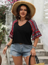 Plus Size V-Neck Flounce Sleeve Top women Attire by Trendsi