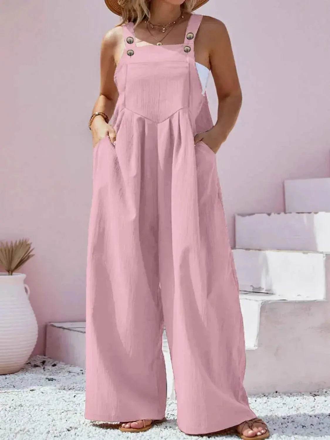 Plus Size Square Neck Wide Leg Overalls women Attire by Trendsi