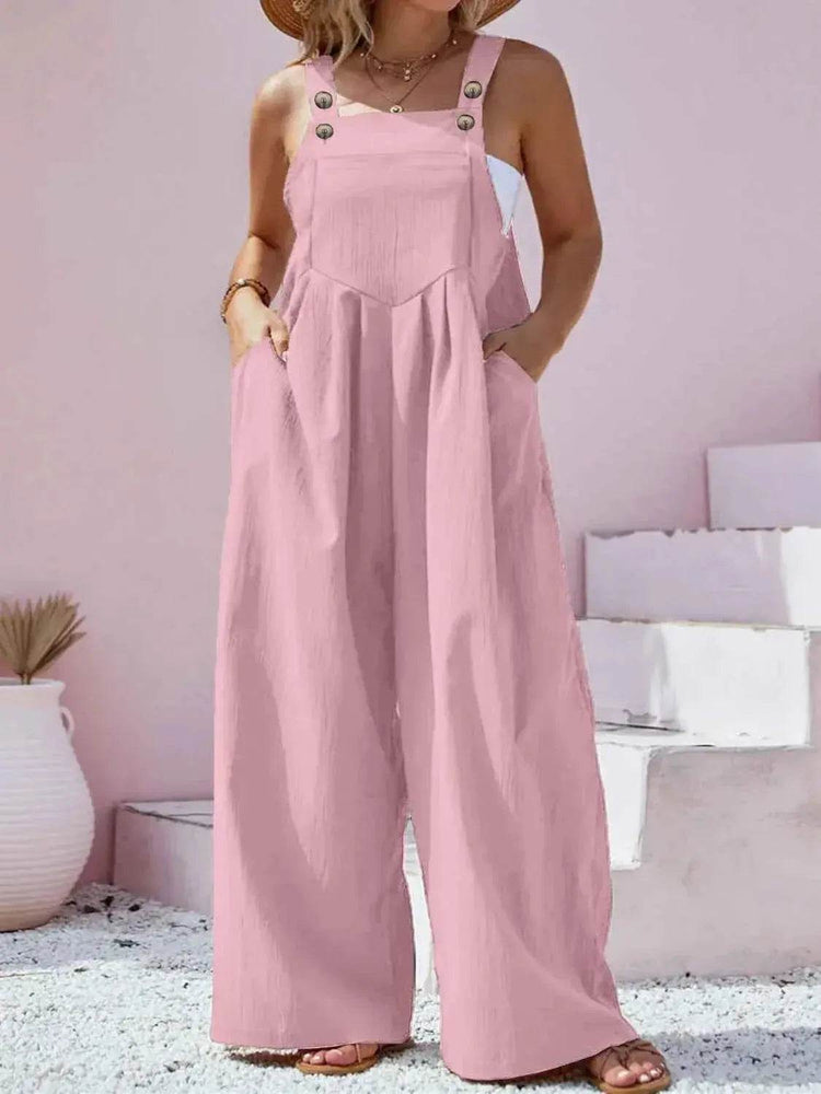 Plus Size Square Neck Wide Leg Overalls women Attire by Trendsi