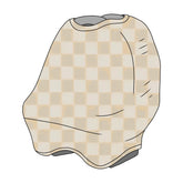 Butter Cream & White Checkered Carseat Cover by Little Mae & Co