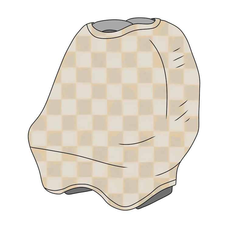 Butter Cream & White Checkered Carseat Cover by Little Mae & Co